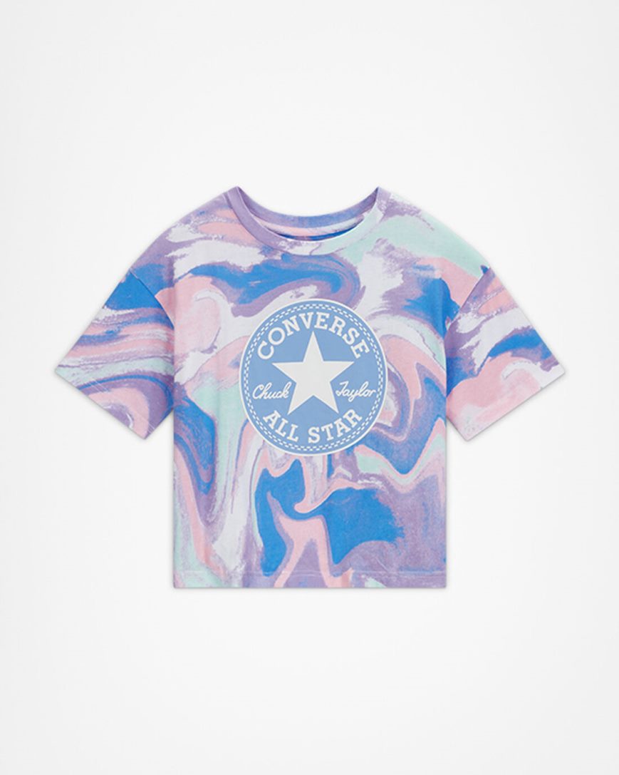 T-Shirts Fete Converse Dye Printed Chuck Taylor Patch Boxy Albastru Regal | RO DUJSN204